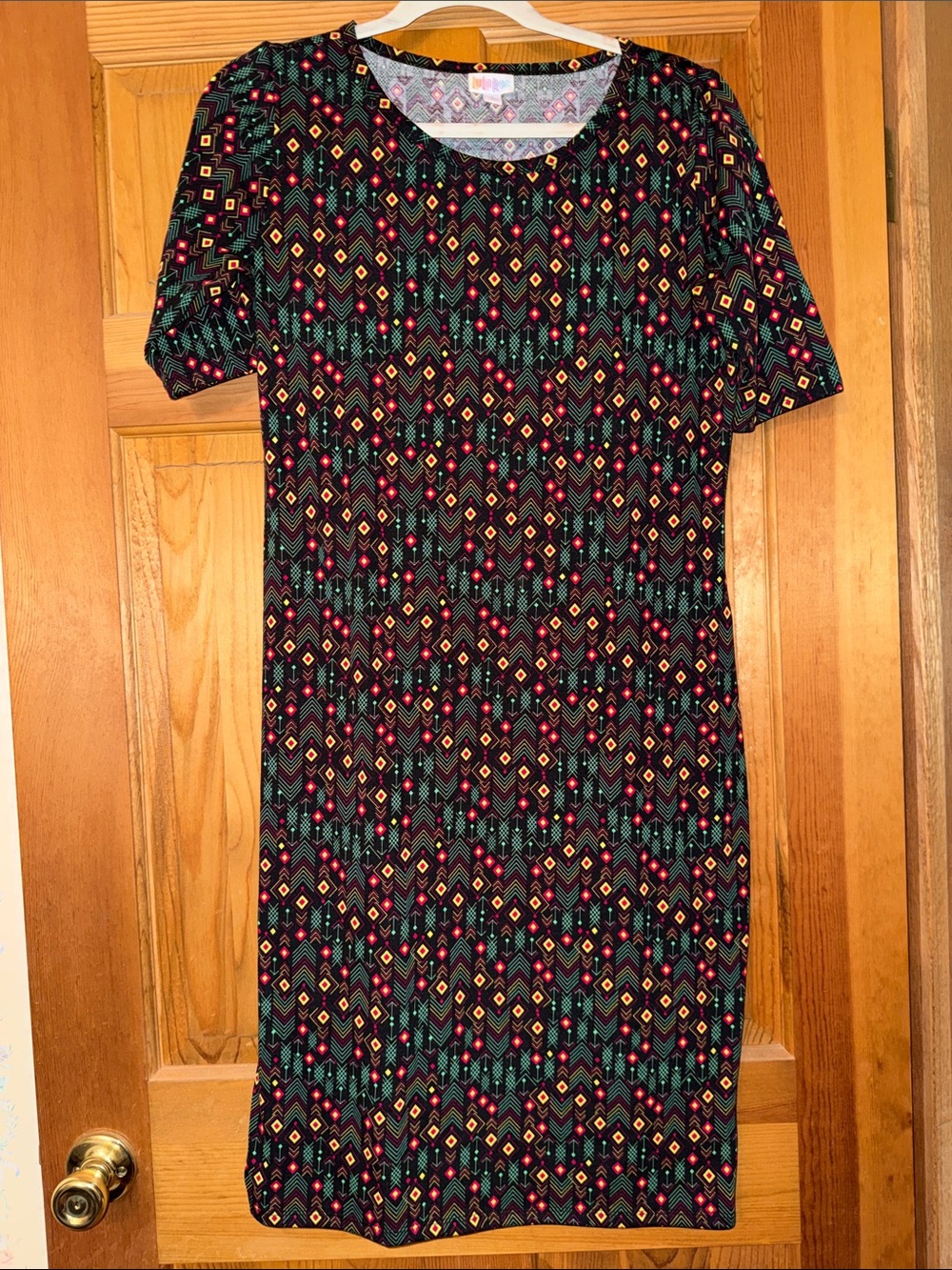 LuLaRoe Nicole Casual Black Geometric Print Women's Dress